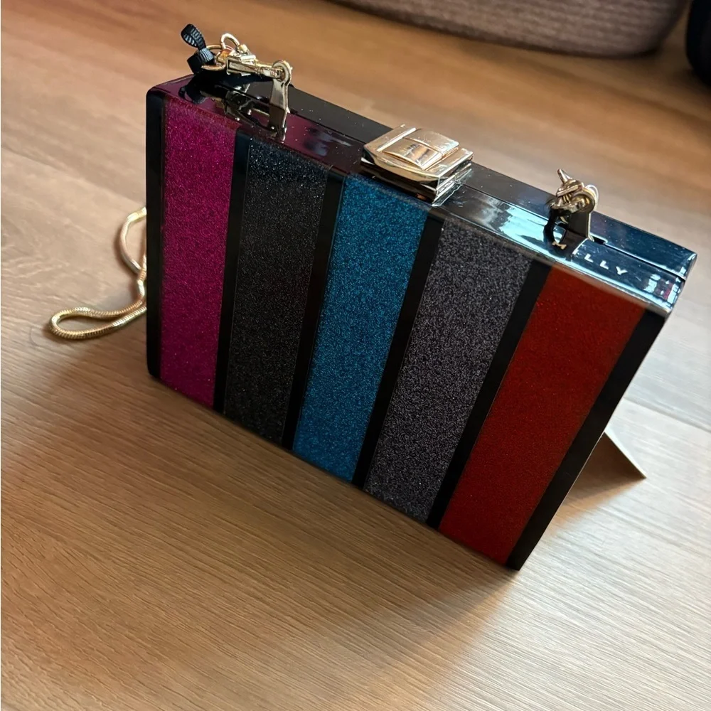 Milly Glitter Acrylic Clutch Crossbody